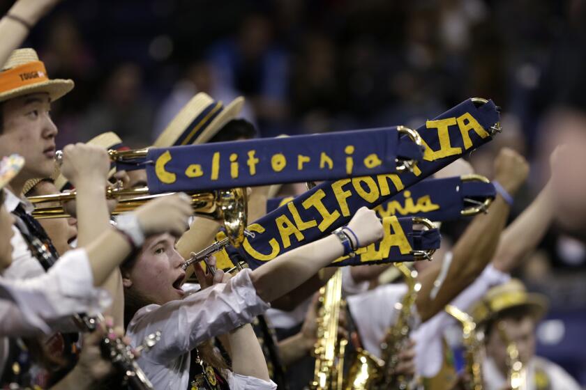 California's band in action against LSU in a regional semifinal in the NCAA women's college basketball tournament 