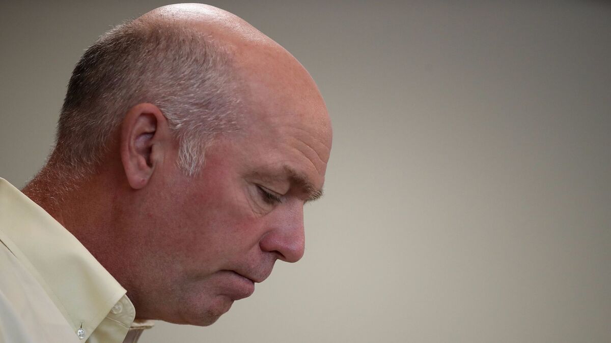 Republican congressional candidate Greg Gianforte at a campaign event Wednesday in Missoula, Mont.
