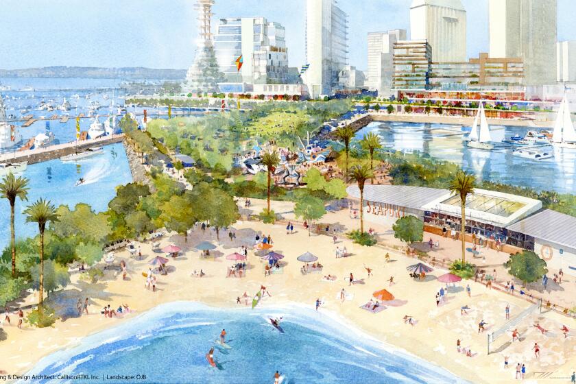 Rendering of Seaport San Diego's proposed urban beach 