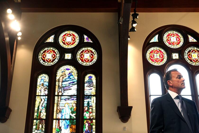 LOS ANGELES-CA-NOVEMBER 30, 2012: Biggest donor and developer Rick Caruso takes a look around during a visit to the new Our Savior Church in Los Angeles on Friday, November 30, 2012. (Christina House / For The Times)