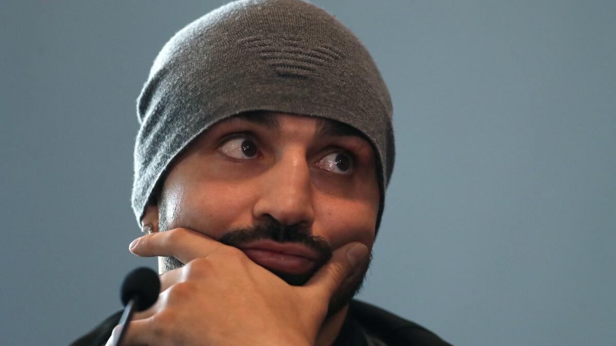 Paulie Malignaggi speaks at a news conference Feb. 21 in London.