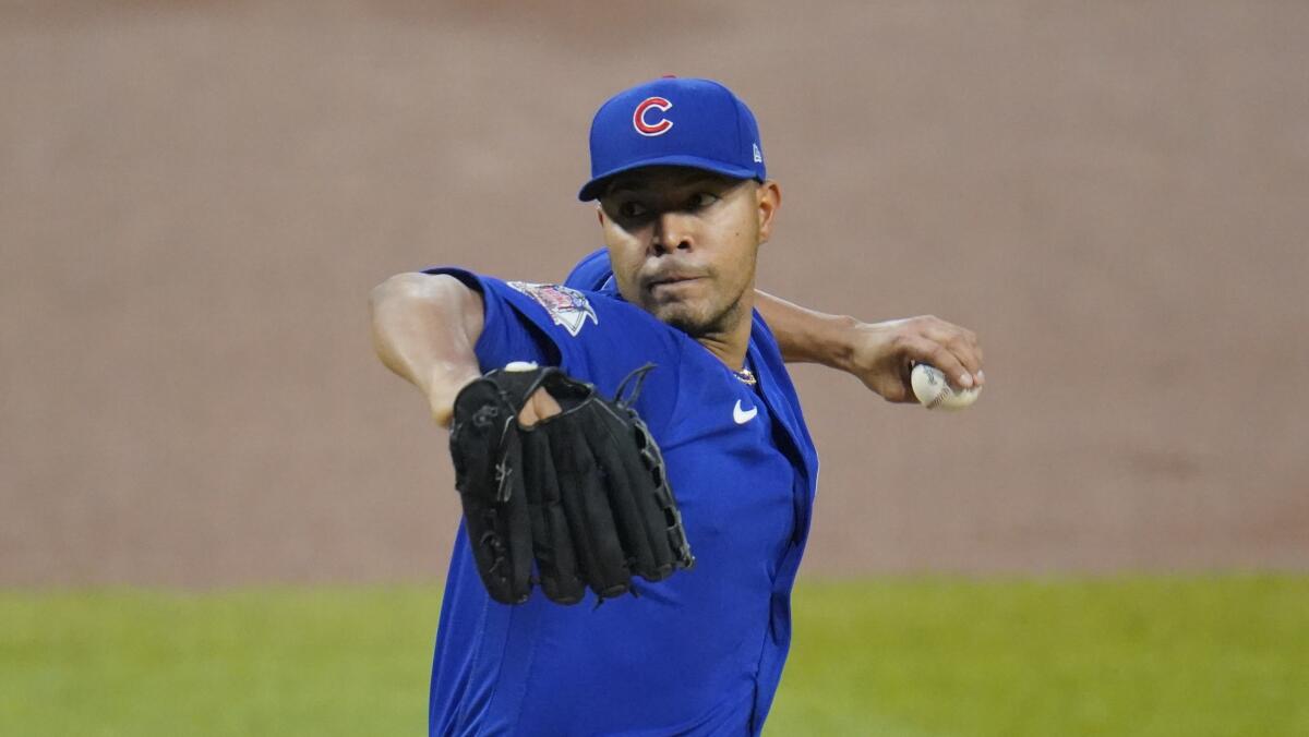 Chicago Cubs starting pitcher José Quintana delivers during the first inning against the Pittsburgh Pirates.