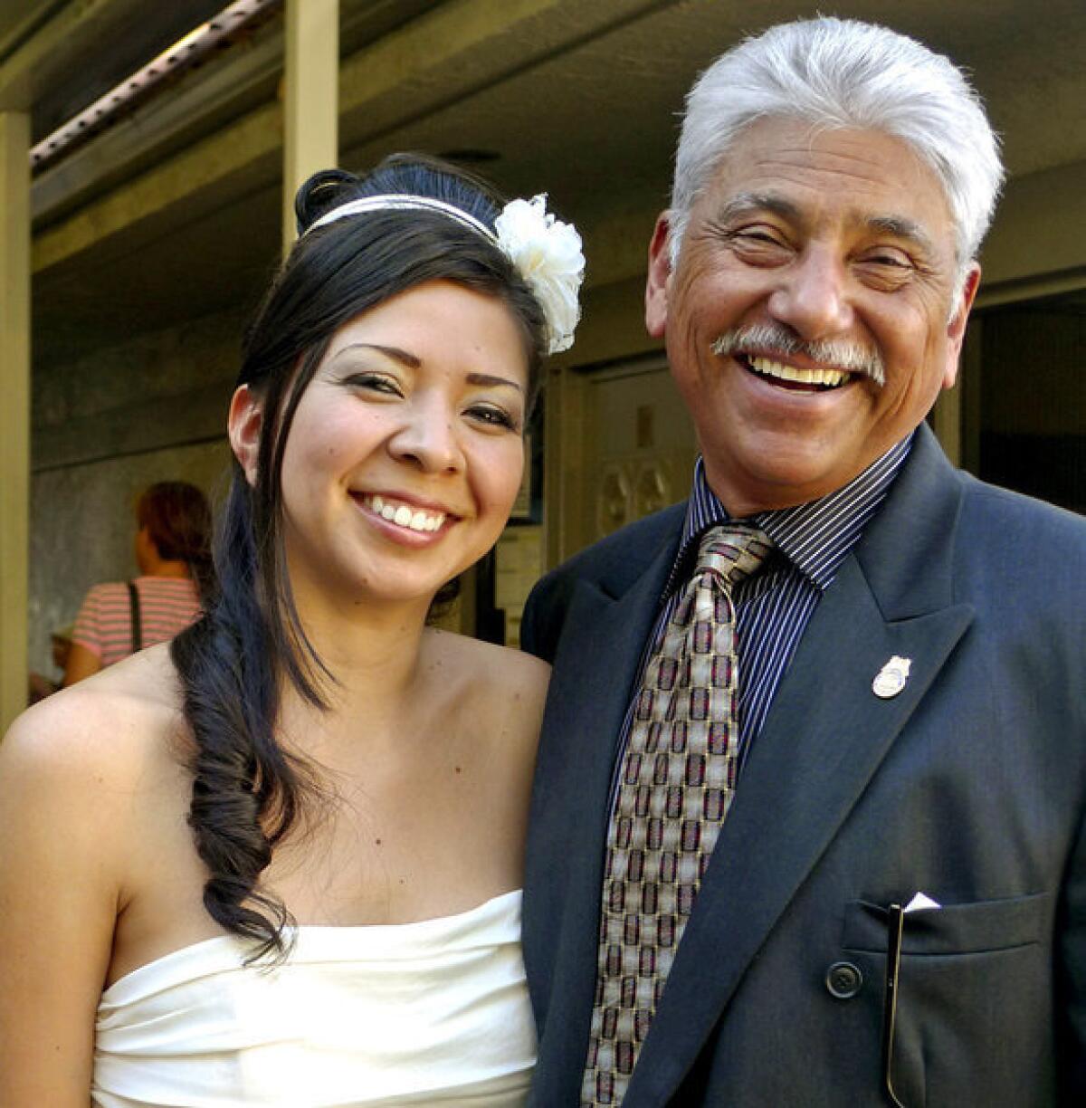 Gerardo Herrejon, 68 and his wife Ana, age 27 on their wedding day in Los Angeles.