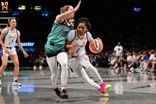 BROOKLYN, NY - JUNE 22: Zia Cooke #1 of the Los Angeles Sparks dribbles the ball during the game against the New York Liberty on June 22, 2024 in Brooklyn, New York. NOTE TO USER: User expressly acknowledges and agrees that, by downloading and or using this photograph, user is consenting to the terms and conditions of the Getty Images License Agreement. Mandatory Copyright Notice: Copyright 2024 NBAE (Photo by Mike Lawrence/NBAE via Getty Images)