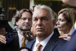 Hungarian Prime Minister Viktor Orban talks to reporters at The European House Ambrosetti (TEHA) economic forum in Cernobbio, Como Lake, Italy, Friday, Sept. 6, 2024. (AP Photo/Luca Bruno)