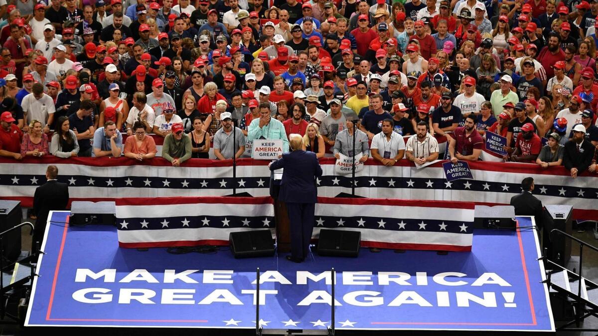 President Trump speaks during a rally to officially launch his 2020 campaign in Orlando, Fla., on June 18, 2019.