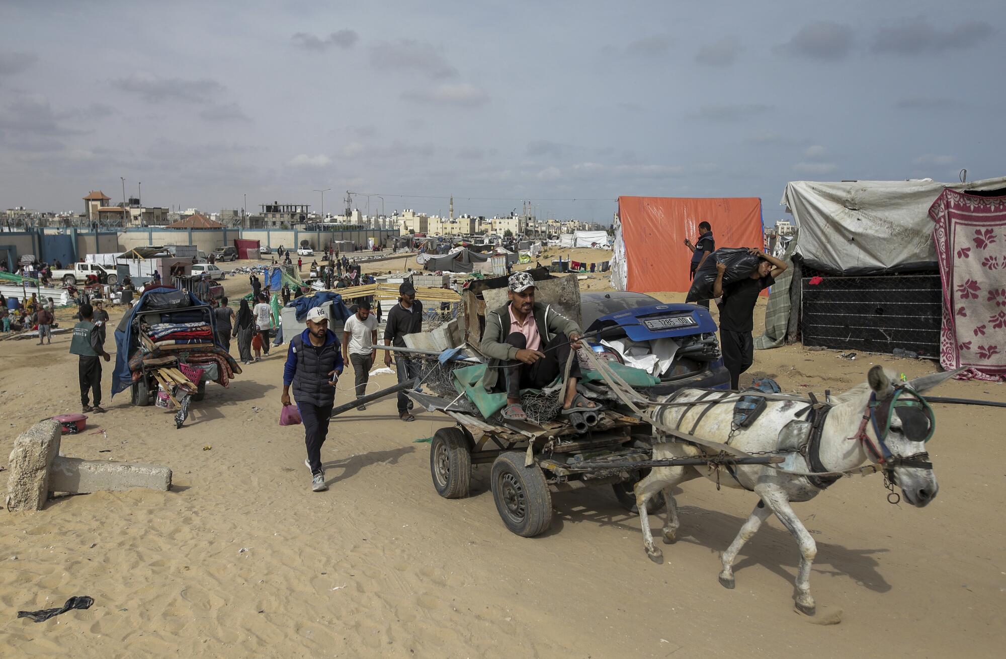 Palestinians fleeing the southern Gaza city of Rafah during an Israeli attack. 