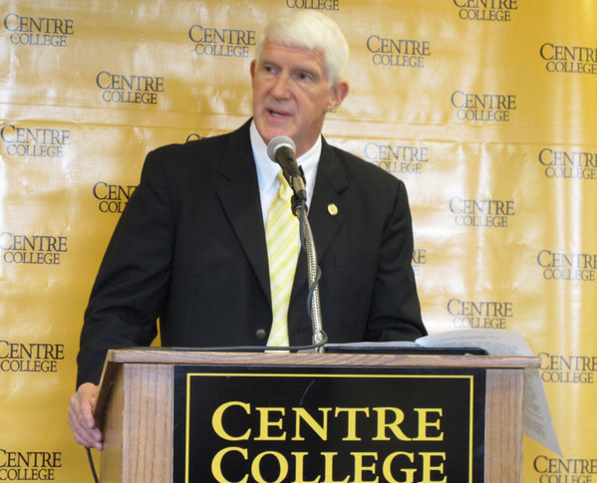Centre College President John A. Roush announces that the tiny liberal arts school in rural Kentucky has received a $250-million gift.