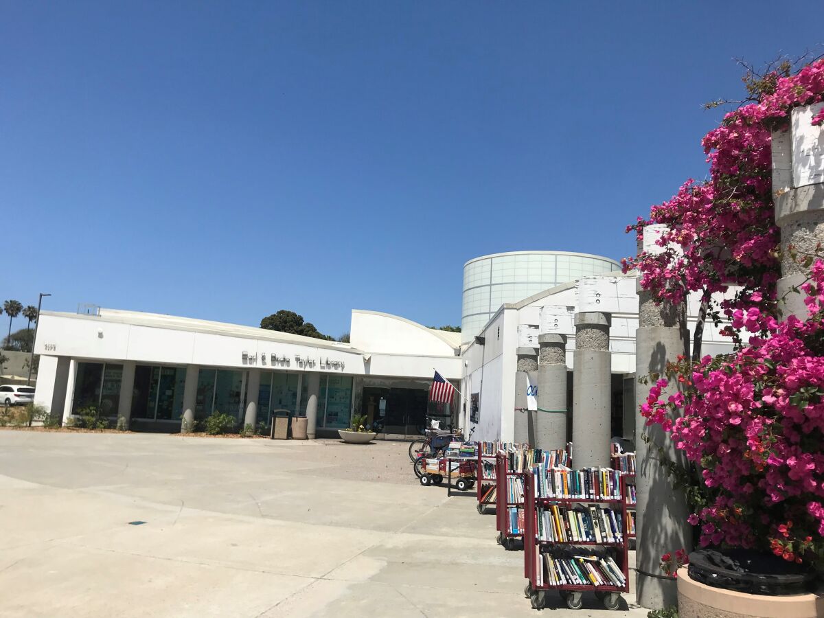 Exterior shot of today's Pacific Beach Library at 4275 Cass St.