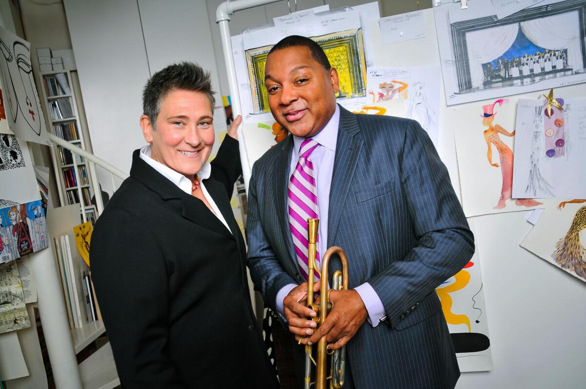 Trumpeter Wynton Marsalis with k.d. lang, who will make her Broadway debut in February in "After Midnight."