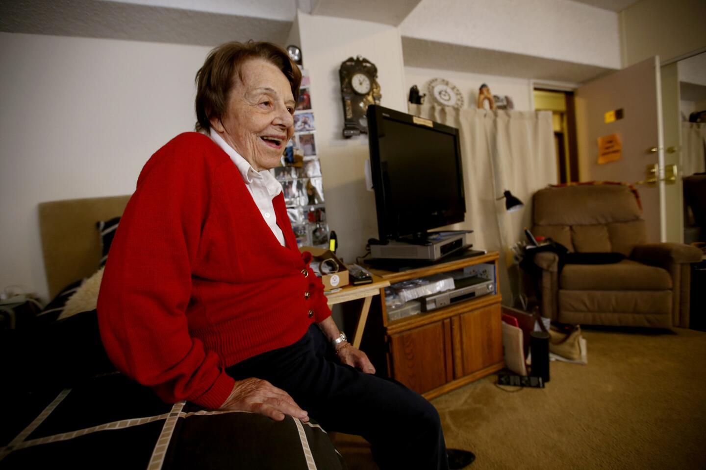 Flossy Liebman, 95, has lived in her apartment at the Vintage Westwood Horizons retirement home for six years and does not want to move.