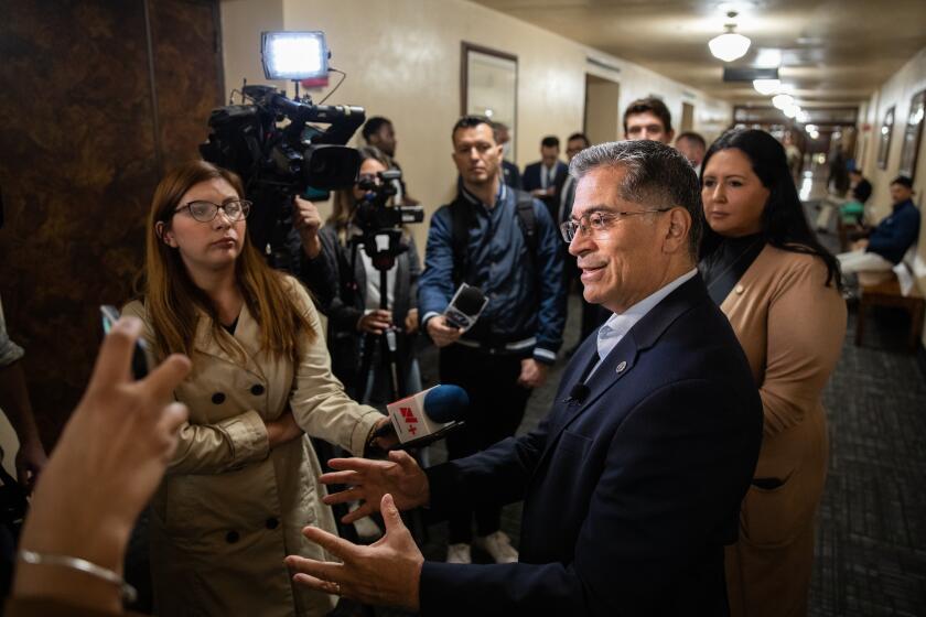 San Diego, CA - November 03: U.S. Health and Human Services Secretary Xavier Becerra speaks to reporters after a press conference about the circulation of RSV, flu and COVID-19 at the County Administration Center in San Diego, CA on Thursday, Nov. 3, 2022. (Adriana Heldiz / The San Diego Union-Tribune)