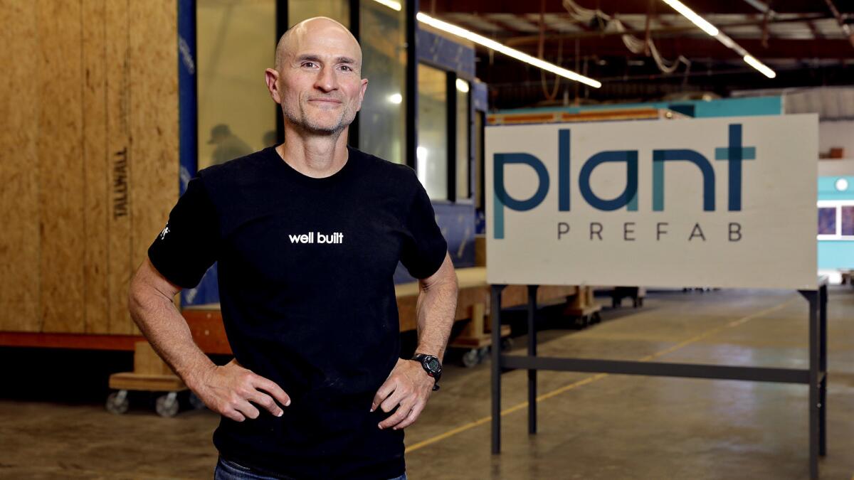 Steve Glenn, chief executive of Plant Prefab, is shown at the custom home builder's manufacturing facility in Rialto.