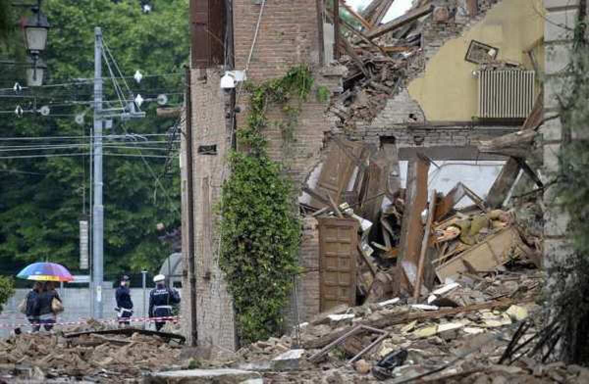 A collapsed church in San Felice sul Panaro, northern Italy, following this weekend's earthquake.