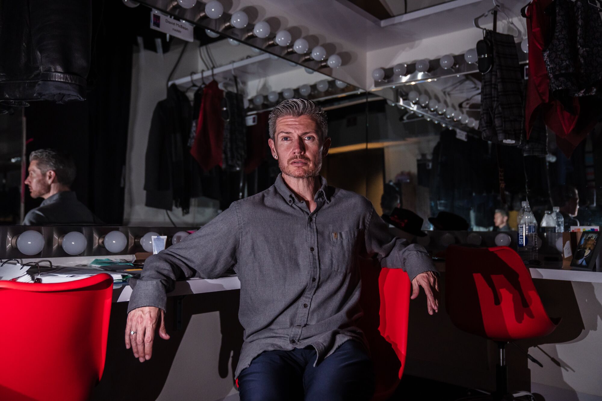 Actor David McBean in the dressing room at Diversionary Theatre in University Heights.