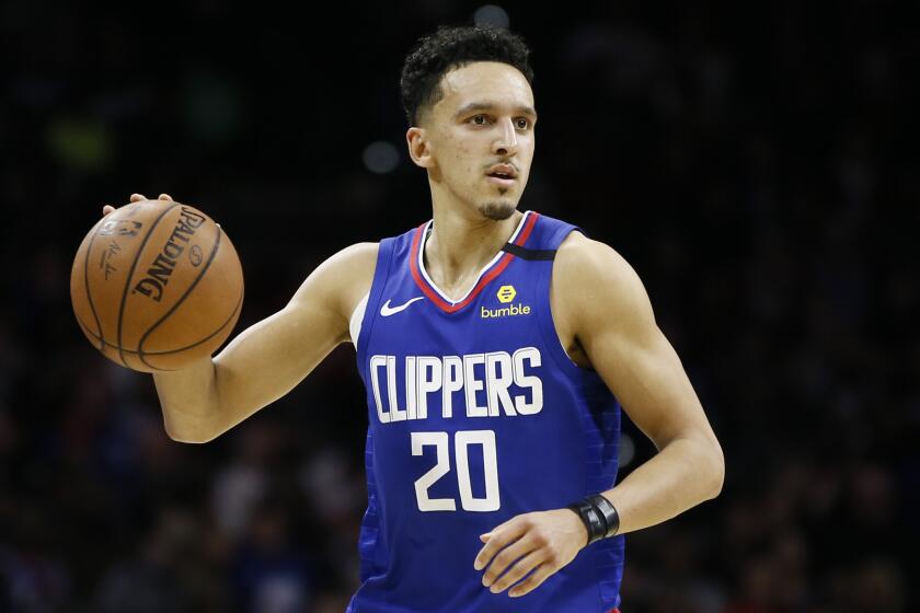 Los Angeles Clippers' Landry Shamet plays during an NBA basketball game against the Philadelphia 76ers.