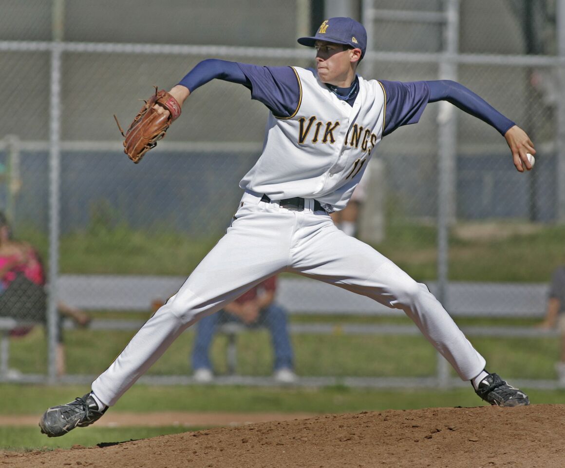 Santa Monica High School's Tyler Skaggs pitches against Diamond Ranch High School at Santa Monica High School on May 16, 2008.