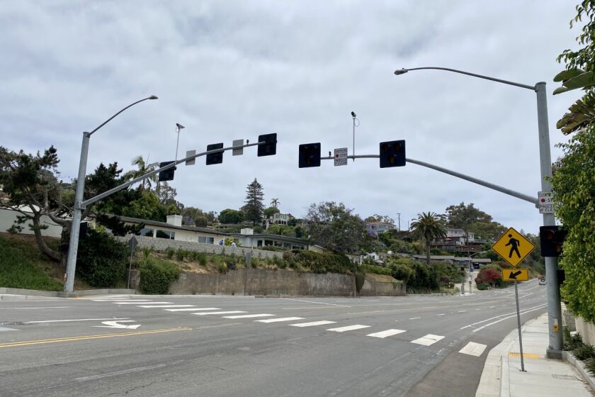 A new HAWK beacon similar to this one on Torrey Pines Road near Princess Street is to be installed at 2552 Torrey Pines.