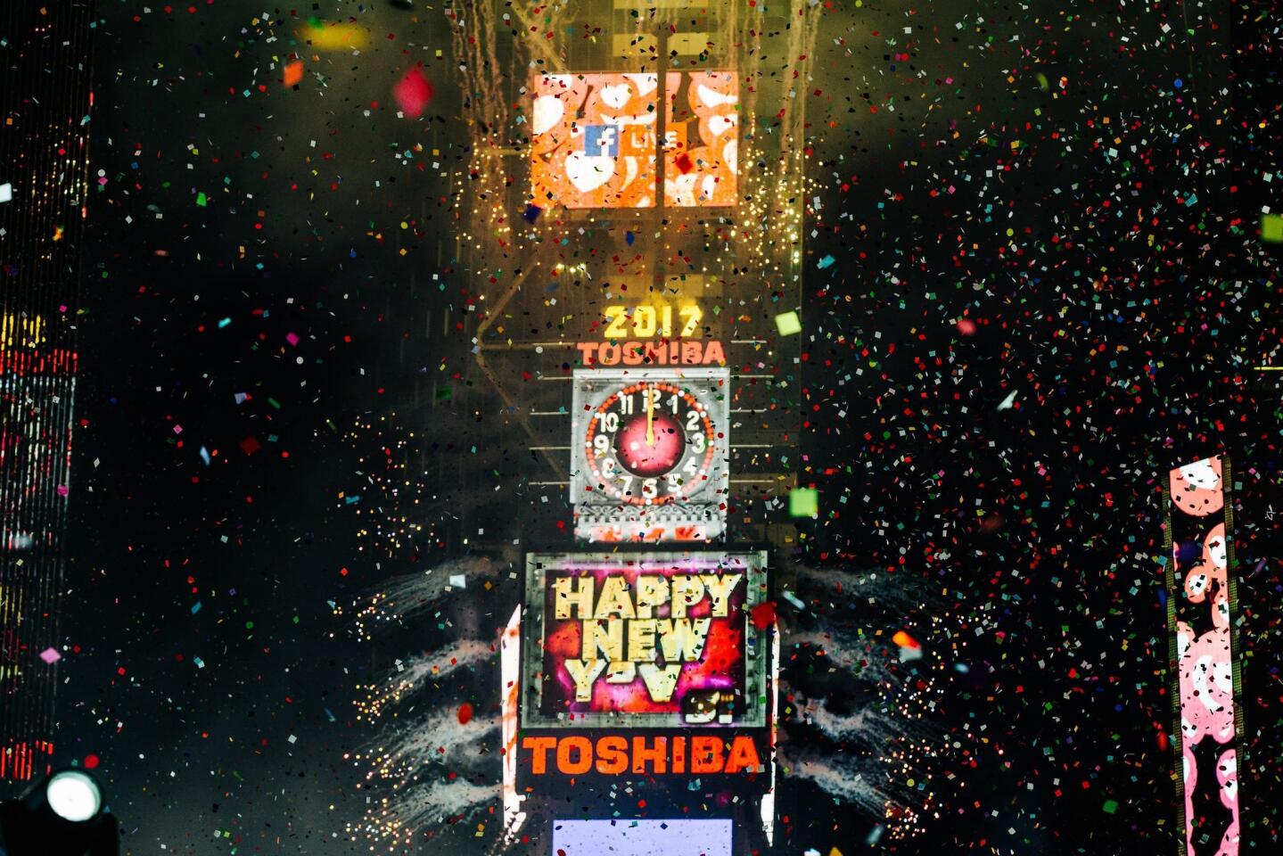 A view of Times Square during the New Year's celebrations in New York City on Jan. 1, 2017.