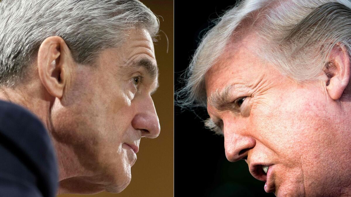 Special counsel Robert S. Mueller III and President Trump.