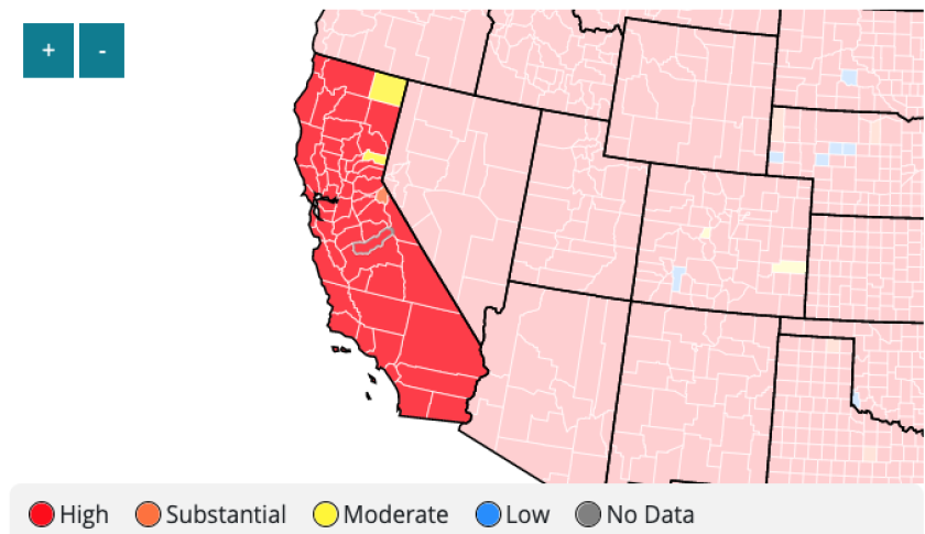 CDC community transmission map (Feb. 7, 2022)