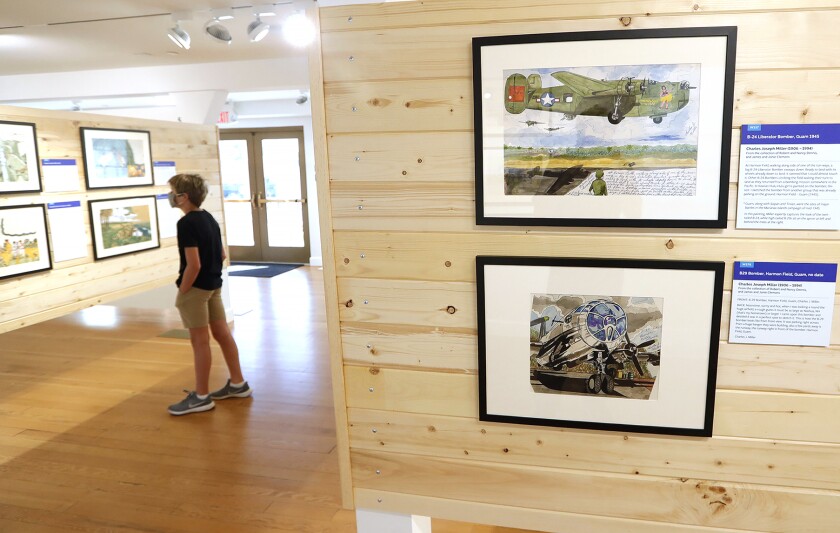 A visitor at the Nov. 3 reopening of the Heroes Hall veterans museum in Costa Mesa.