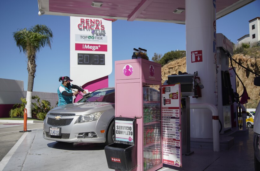 A gas station in Tijuana.