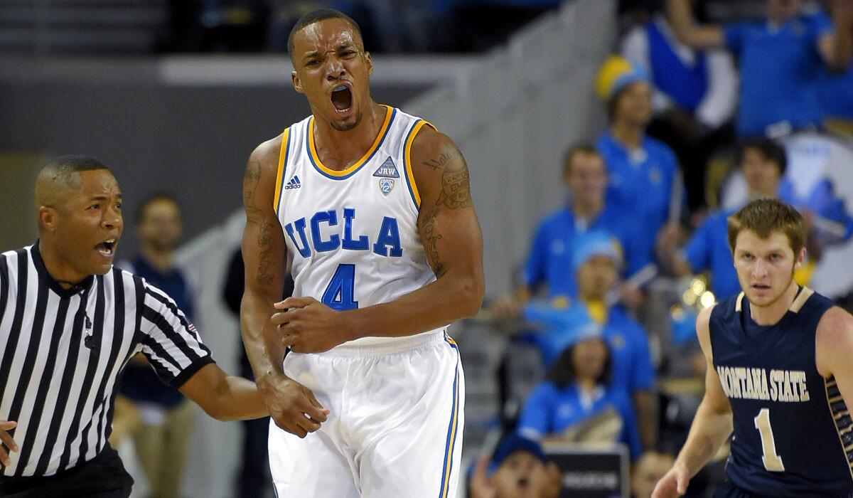 UCLA guard Norman Powell reacts after scoring against Montana State on Friday night.