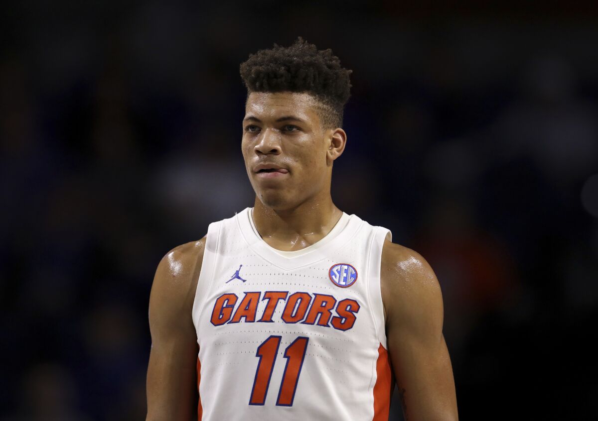 Florida forward Keyontae Johnson looks on during a game last year.