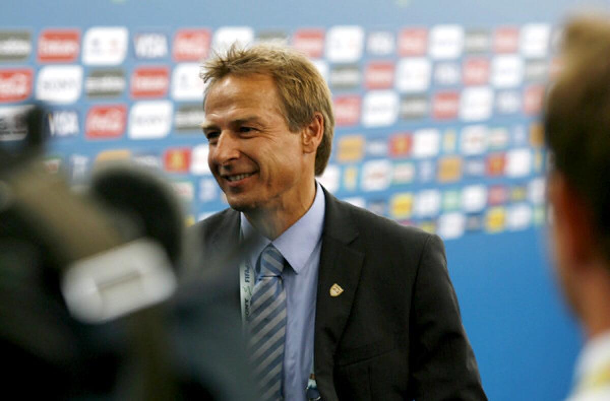 U.S. coach Juergen Klinsmann arrives for the draw of the preliminary groups of the 2014 FIFA World Cup in Brazil on Friday.