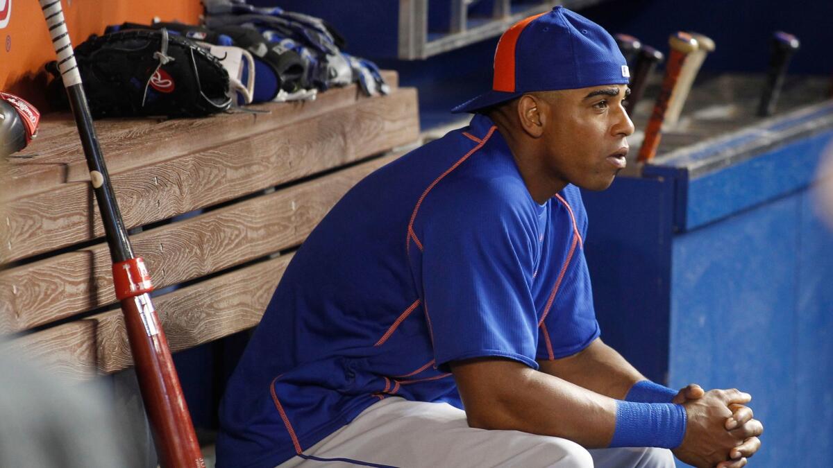 Outfielder Yoenis Cespedes signed a four-year, $110-million contract with the New York Mets this off-season.