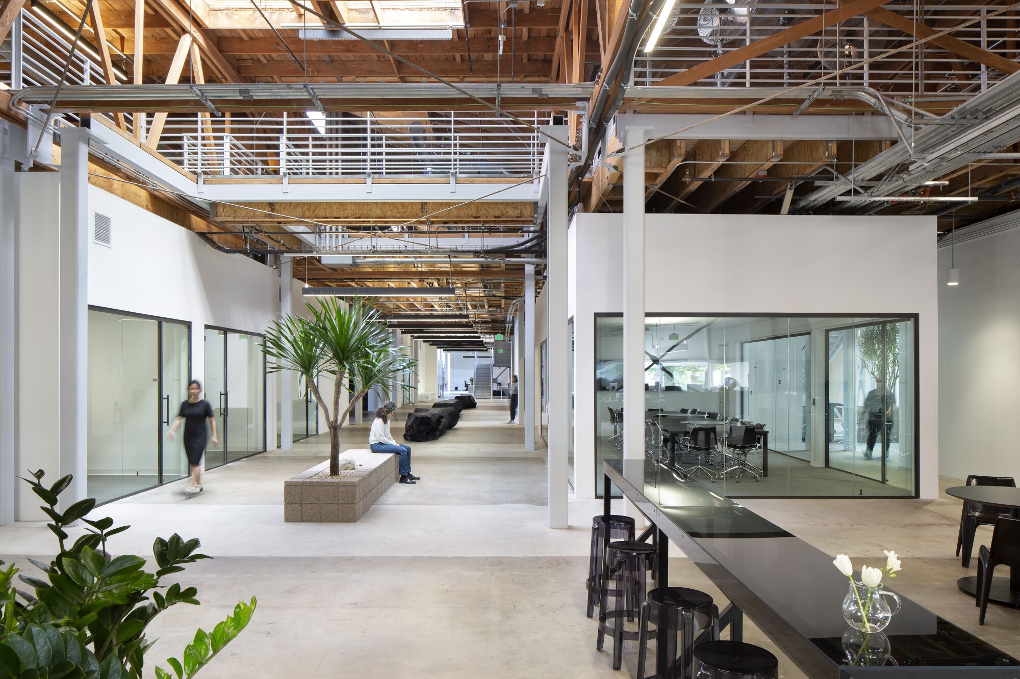 Headquarters for a 60,000-square-foot tech company designed by RADAR, an architectural office founded by Rachel Allen. The office was completed just weeks before the governor's safer-at-home order shut down most offices.