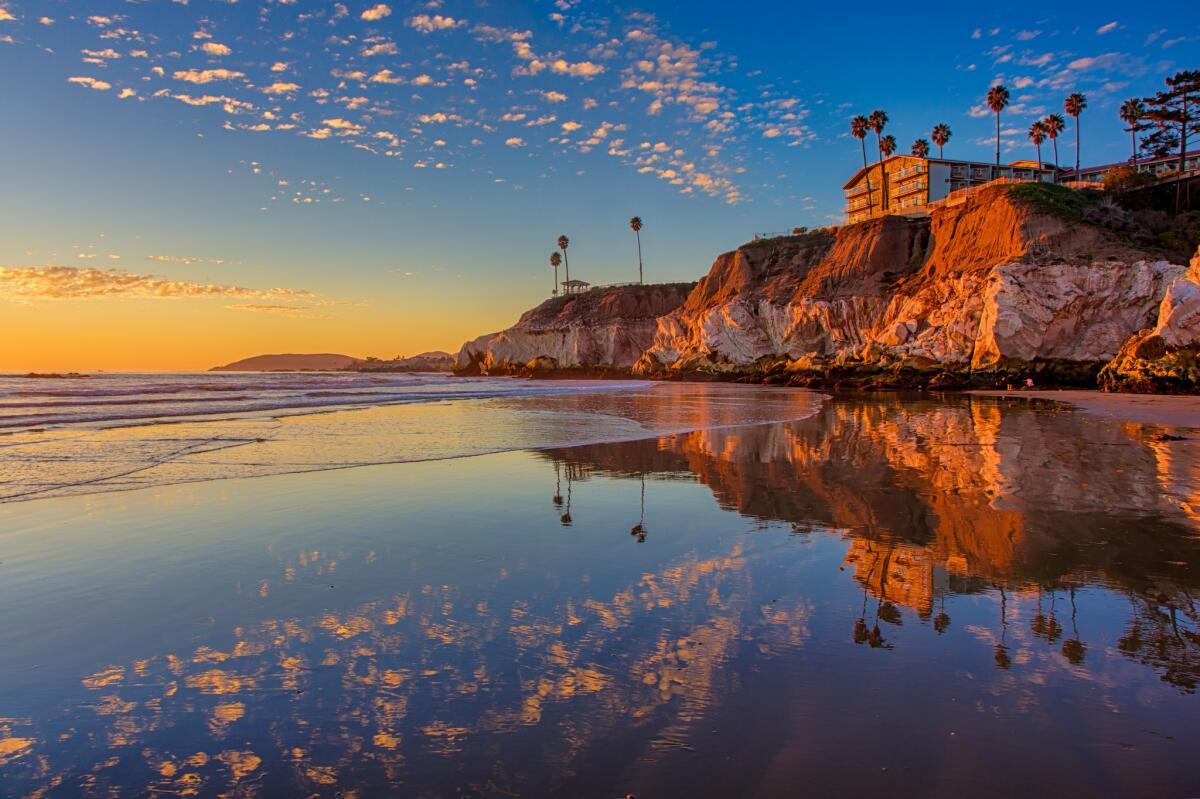Pismo Beach at sunset is a sight to behold, with the tide low.