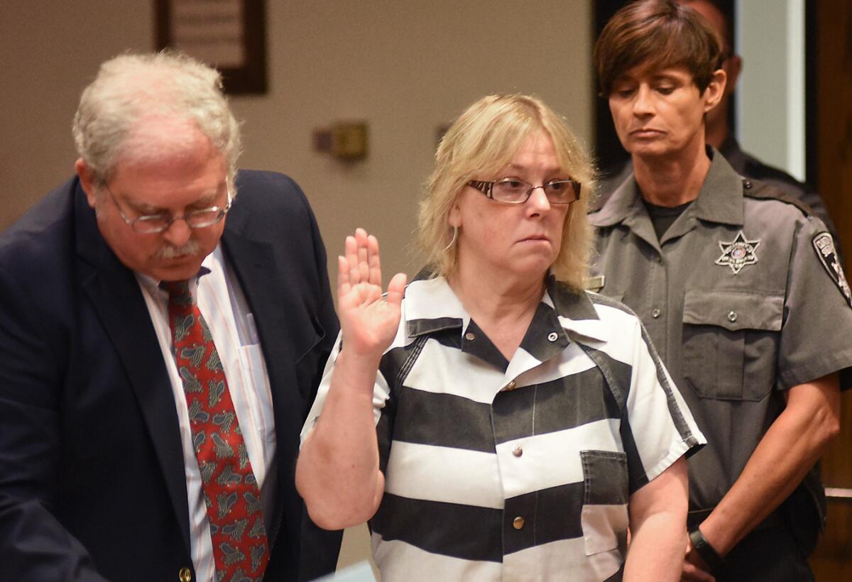 Joyce Mitchell makes a court appearance in Plattsburgh, N.Y. on July 28.