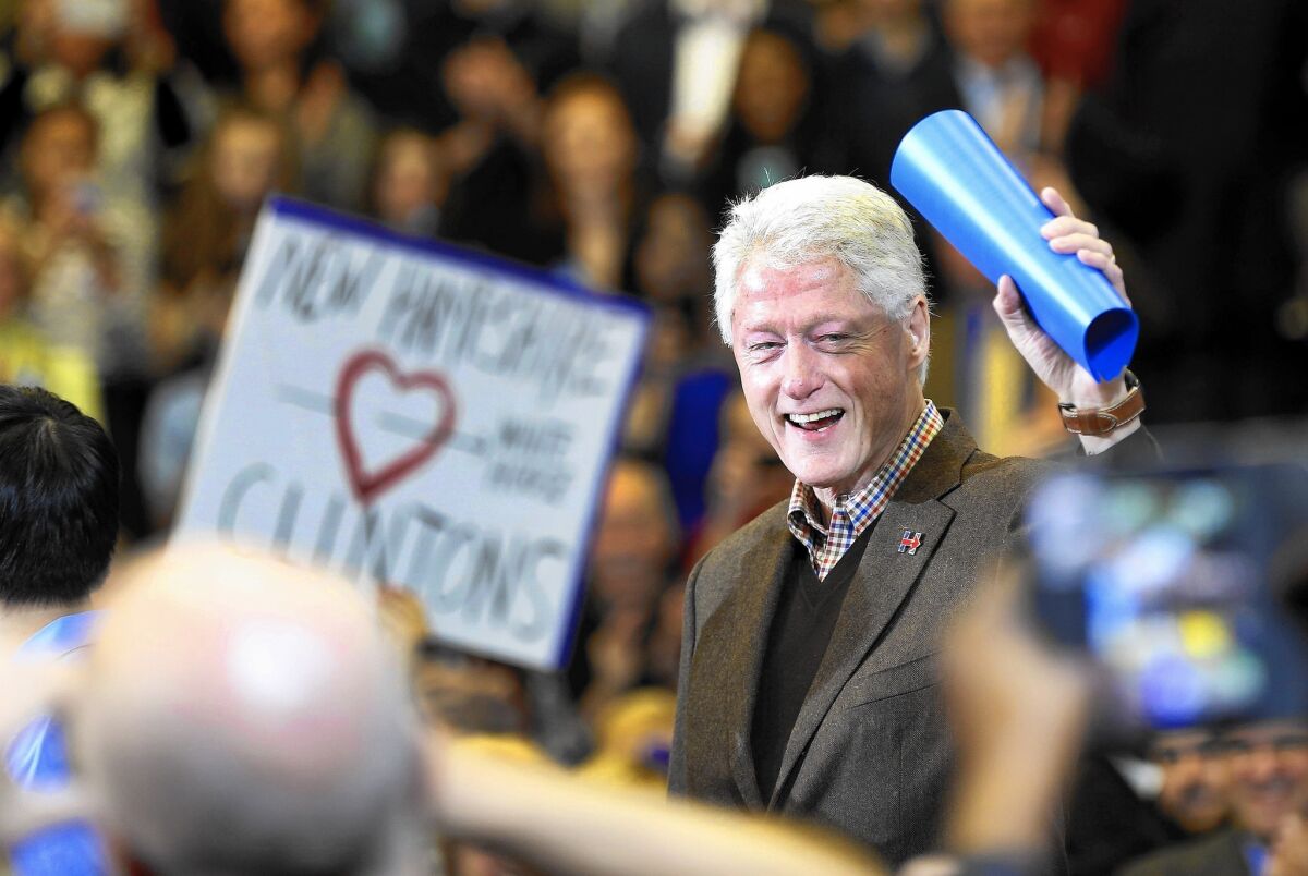Former President Clinton campaigns for his wife in Nashua, N.H.