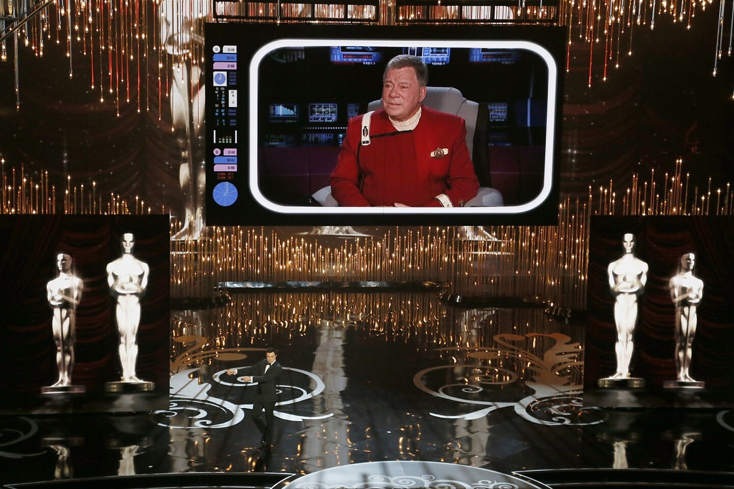 Seth MacFarlane's opener proved to be one of the most bewildering Oscar openers in recent memory. With a cameo appearance by William Shatner squeezed into his old "Star Trek" uniform, a tribute to film nudity called "We Saw Your Boobs" with the Los Angeles Gay Men's Chorus and finally a song and dance with Channing Tatum, Charlize Theron, Joseph Gordon-Levitt and Daniel Radcliffe, some people were probably numb by the time they got to the sock-puppet re-creation of "Flight" or MacFarlane's monologue jokes that seemed cribbed from Bob Hope circa 1965.