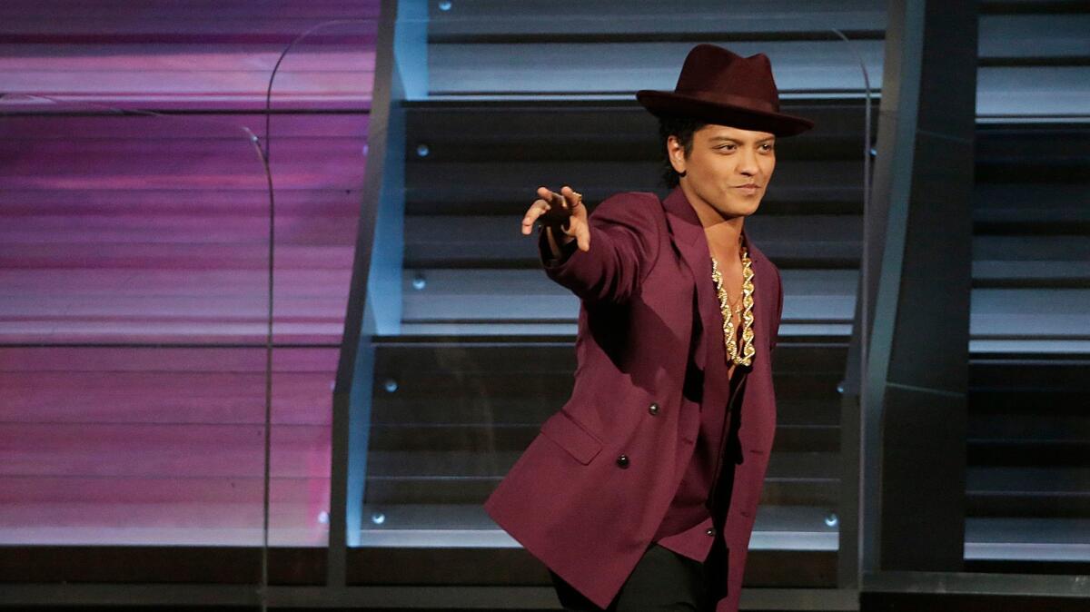 Bruno Mars at the 58th Grammy Awards at Staples Center in Los Angeles on Feb. 15, 2016.