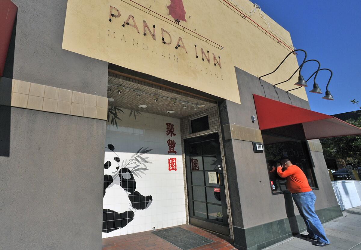 Diners looking for lunch at Panda Inn were disappointed to find the doors locked and the restaurant closed for good due to the building being torn down to make way for the Laemmle project. Photographed on Thursday, January 8, 2015.