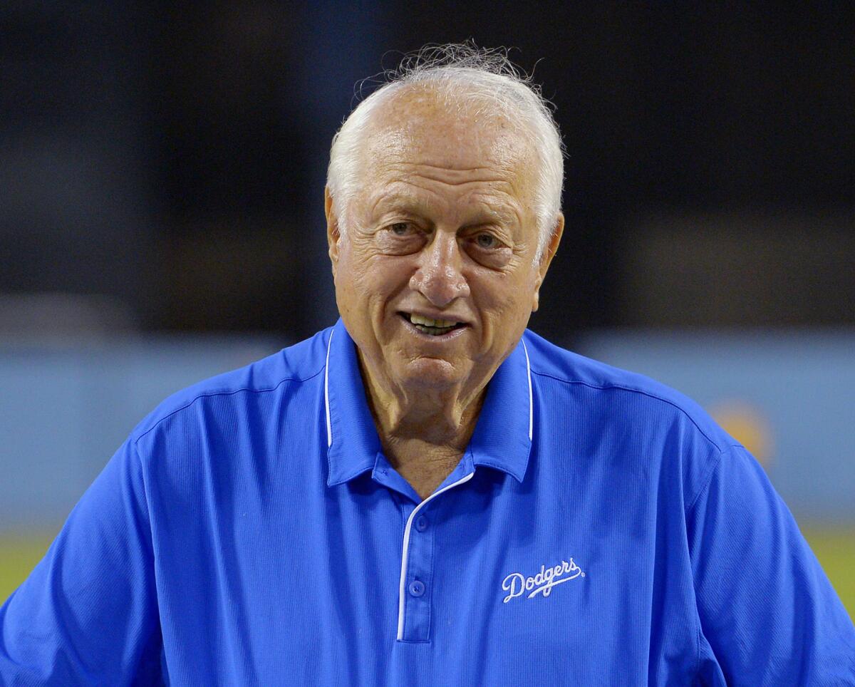 Former Dodgers manager Tom Lasorda in September 2015.