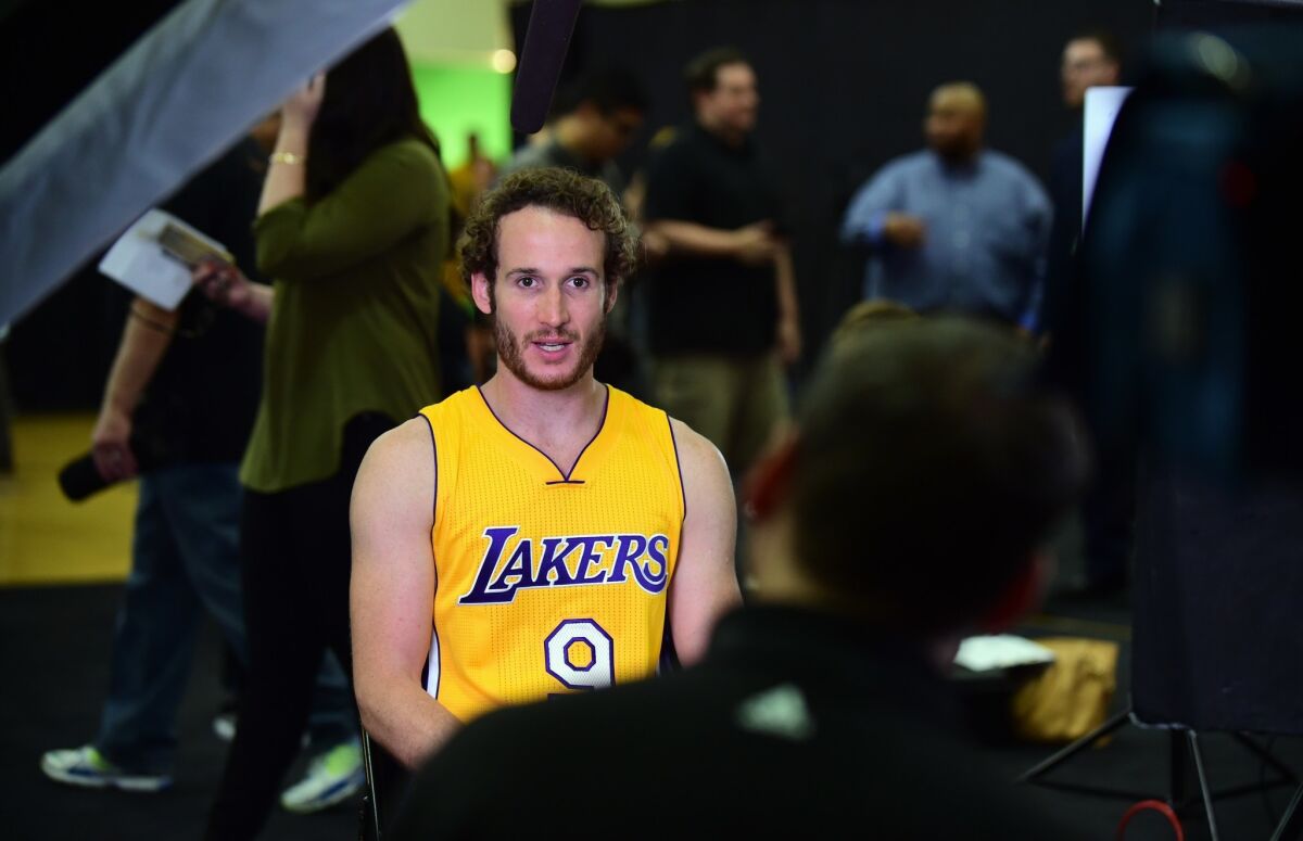 Marcelo Huertas, pictured at the Los Angeles Lakers media day, has already made a slew of smooth passes in preseason games.