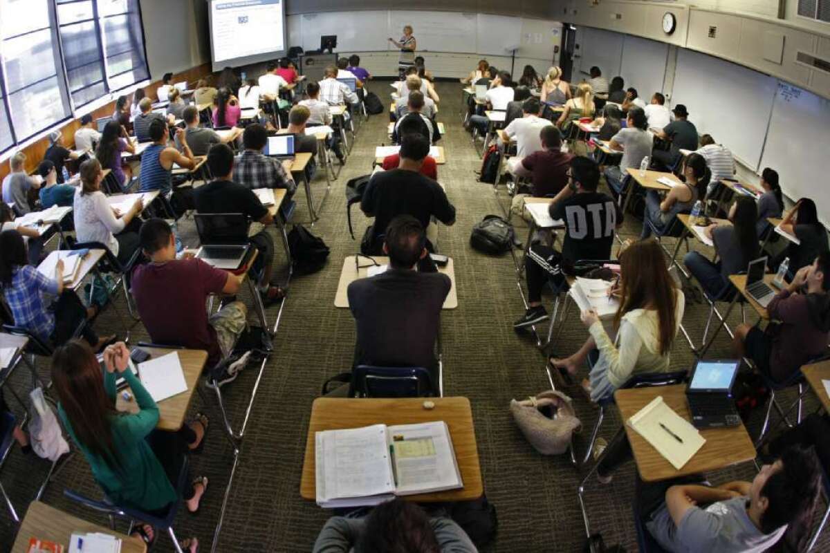 College students in class at Orange Coast Community College in Costa Mesa.