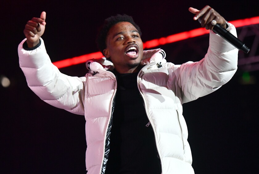 Roddy Ricch, seen performing at Staples Center in June 2019.