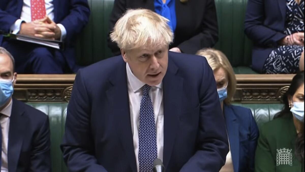 British Prime Minister Boris Johnson in Parliament