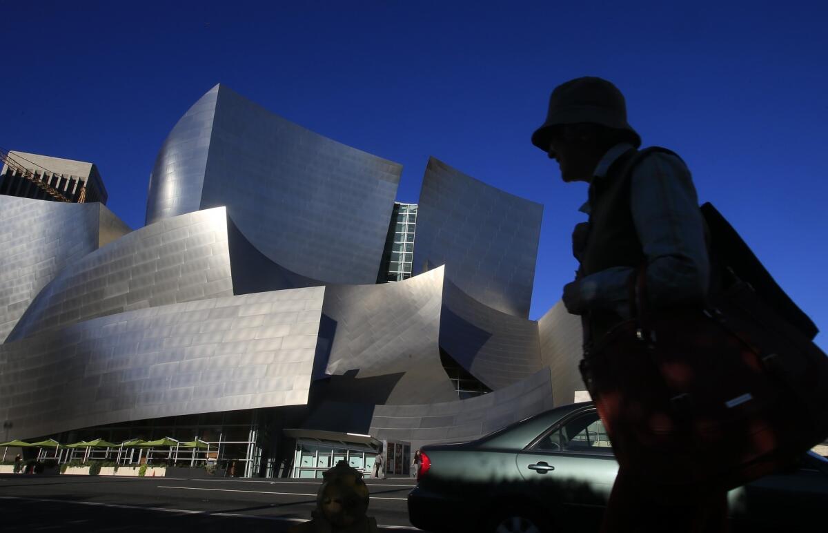 Walt Disney Concert Hall, located across from Grand Park, is home to the Los Angeles Philharmonic.