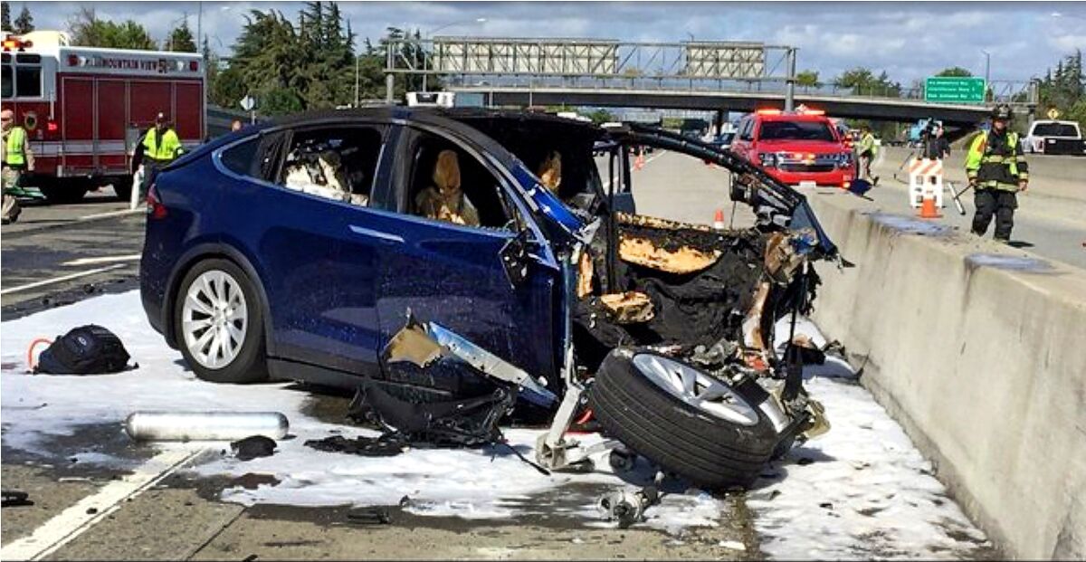 Tesla electric SUV crash