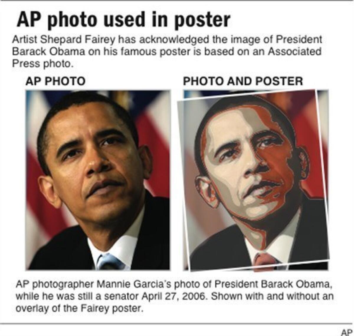 Graphic compares Shepard Fairey’s Obama poster to the AP photo it is based on