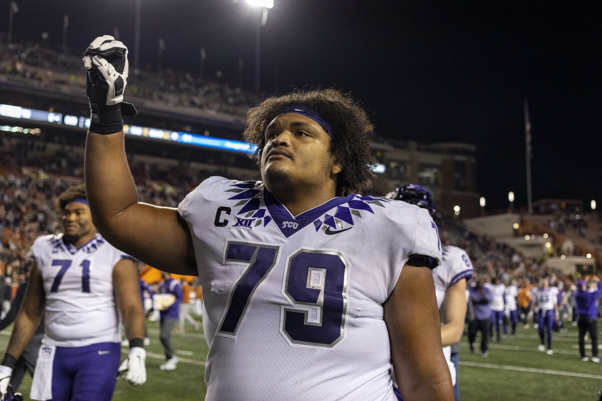 TCU’s Steve Avila celebrates after a win over Texas in November.