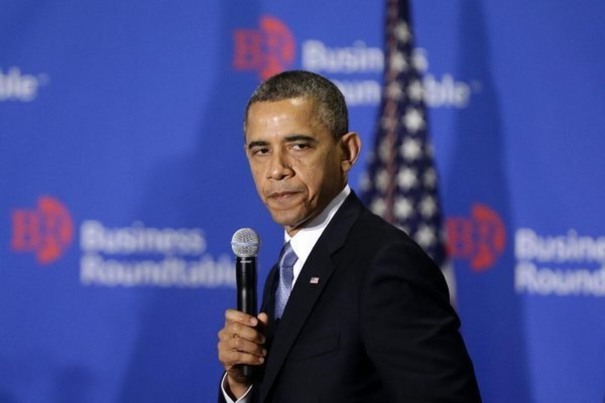 Speaking at the Business Roundtable in Washington on Wednesday, President Obama insisted that any deal on the "fiscal cliff" must include an end to brinkmanship on the debt ceiling.