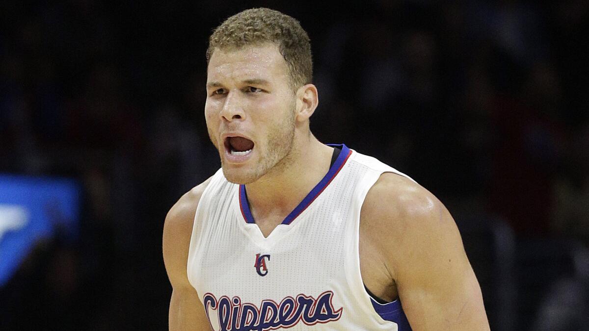 Clippers power forward Blake Griffin reacts after making a basket against the Phoenix Suns earlier this season.