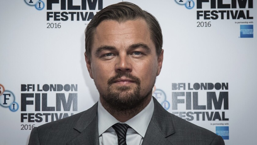 Leonardo DiCaprio promotes the climate-change documentary "Before the Flood" in London in October.